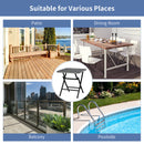 Patio Folding Square Dining Table Aluminum Frame Tempered Glass top