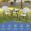 Patio Folding Square Dining Table Aluminum Frame Tempered Glass top