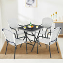 Patio Folding Square Dining Table Aluminum Frame Tempered Glass top