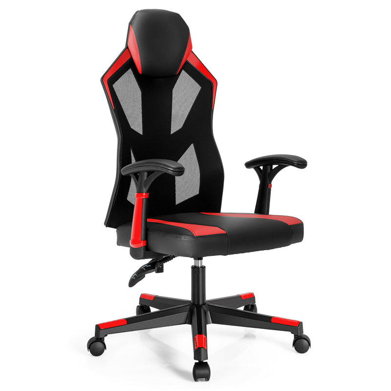 Gaming Chair Swivel Computer Office Chair w/ Adjustable Mesh Back Red