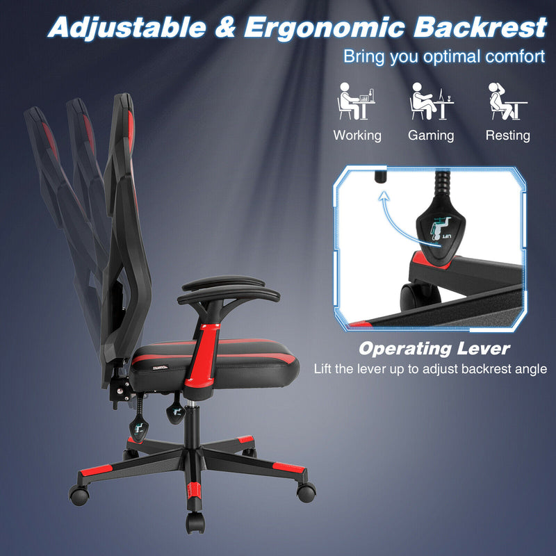 Gaming Chair Swivel Computer Office Chair w/ Adjustable Mesh Back Red