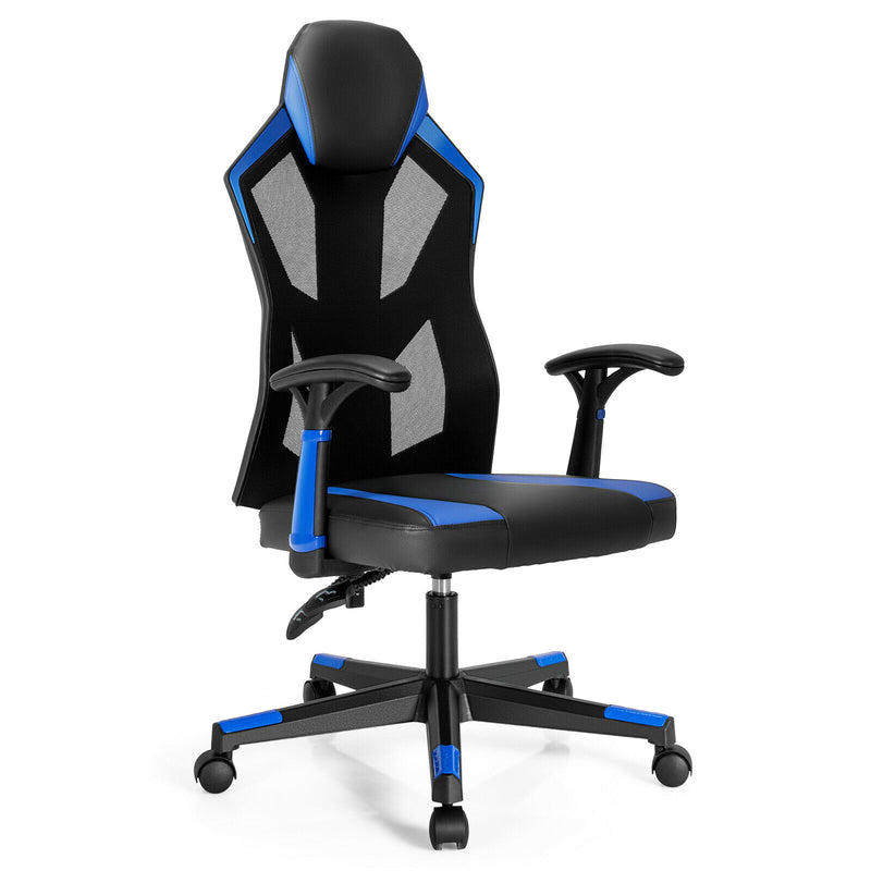 Gaming Chair Swivel Computer Office Chair w/ Adjustable Mesh Back Blue