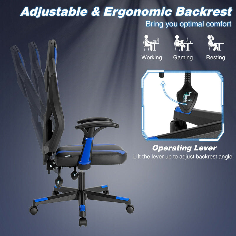 Gaming Chair Swivel Computer Office Chair w/ Adjustable Mesh Back Blue