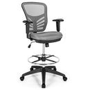 Mesh Drafting Chair Office Chair w/Adjustable Armrests & Foot-Ring Grey