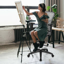 Mesh Drafting Chair Office Chair w/Adjustable Armrests & Foot-Ring Grey