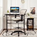 Mesh Drafting Chair Office Chair w/Adjustable Armrests & Foot-Ring Grey