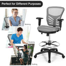 Mesh Drafting Chair Office Chair w/Adjustable Armrests & Foot-Ring Grey