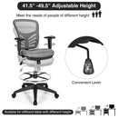 Mesh Drafting Chair Office Chair w/Adjustable Armrests & Foot-Ring Grey