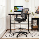 Mesh Drafting Chair Office Chair w/Adjustable Armrests & Foot-Ring Black