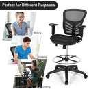 Mesh Drafting Chair Office Chair w/Adjustable Armrests & Foot-Ring Black