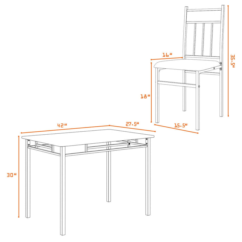 5 Piece Dining Set Faux Marble Top Table and 4 Padded Seat Chairs w/ Metal Legs