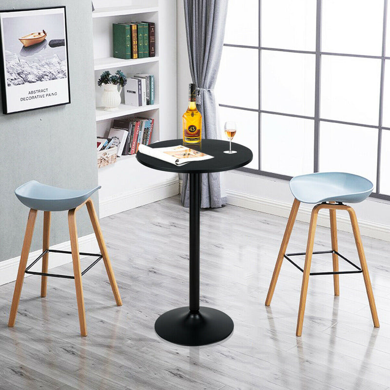 24" Round Pub Table Bistro Bar Height Cocktail Table W/Metal Base Indoor Black