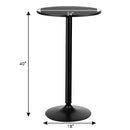 24" Round Pub Table Bistro Bar Height Cocktail Table W/Metal Base Indoor Black