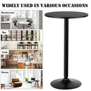 24" Round Pub Table Bistro Bar Height Cocktail Table W/Metal Base Indoor Black