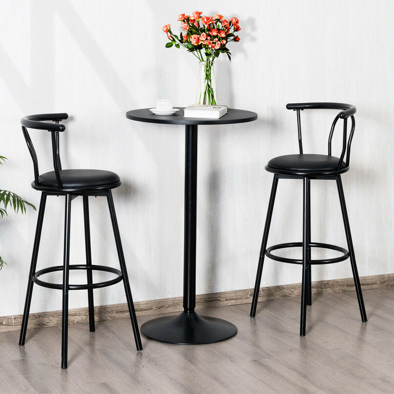 24" Round Pub Table Bistro Bar Height Cocktail Table W/Metal Base Indoor Black