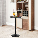 24" Round Pub Table Bistro Bar Height Cocktail Table W/Metal Base Indoor Black