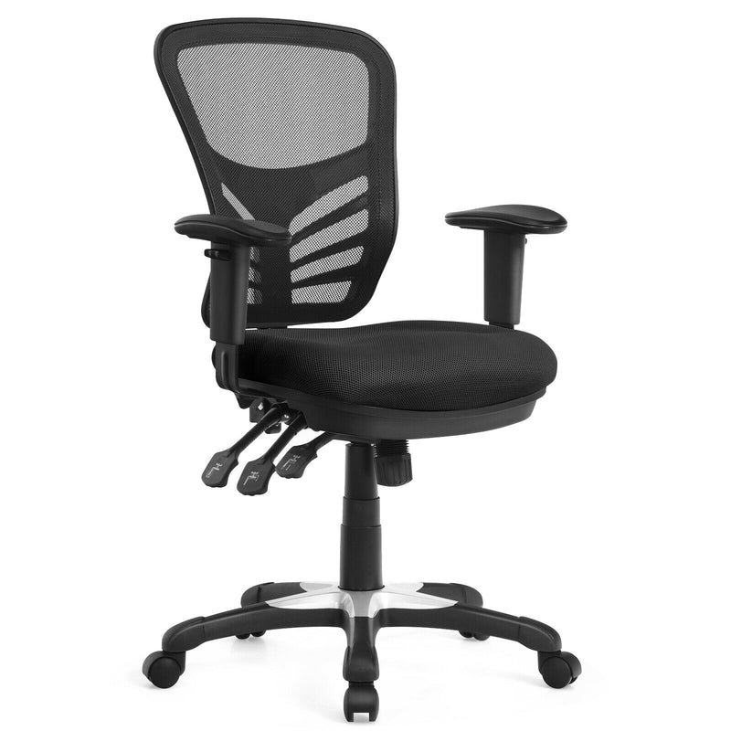 Mesh Office Chair 3-Paddle Computer Desk Chair w/ Adjustable Seat Black