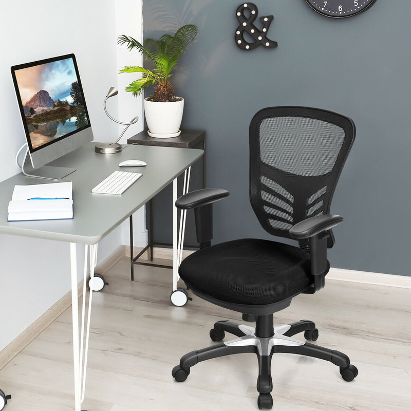 Mesh Office Chair 3-Paddle Computer Desk Chair w/ Adjustable Seat Black