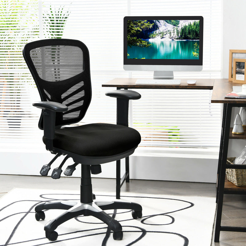 Mesh Office Chair 3-Paddle Computer Desk Chair w/ Adjustable Seat Black