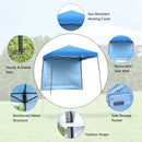 10ft X 10ft Pop Up Tent Slant Leg Canopy W/ Detachable Side Wall Blue
