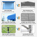 10ft X 10ft Pop Up Tent Slant Leg Canopy W/ Detachable Side Wall Blue