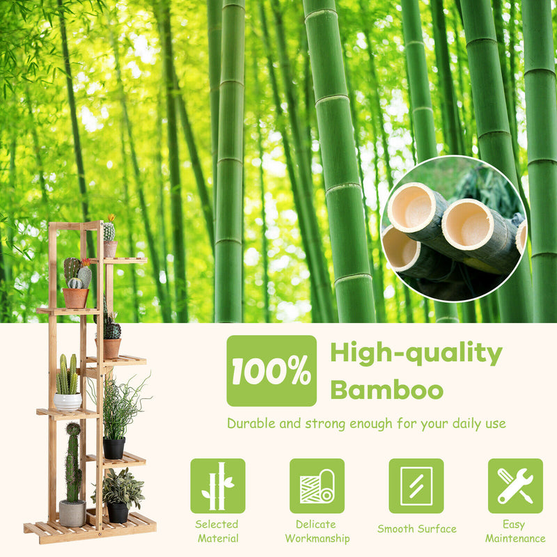 7 Potted 6 Tier Plant Stand Rack Bamboo Display Shelf for Patio Yard