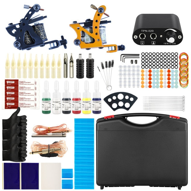 Tattoo Kit Machines Gun With Inks Power Supply Pedal Body Art Tools Tattoo Set Complete Accessories