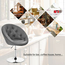 Set of 2 Bar Stools Swivel Vanity Accent Chairs w/Round Tufted Back Grey