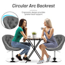 Set of 2 Bar Stools Swivel Vanity Accent Chairs w/Round Tufted Back Grey