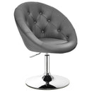 Adjustable Bar Stool Swivel Vanity Accent Chair w/Round Tufted Back Grey