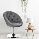 Adjustable Bar Stool Swivel Vanity Accent Chair w/Round Tufted Back Grey
