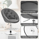 Adjustable Bar Stool Swivel Vanity Accent Chair w/Round Tufted Back Grey