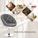 Adjustable Bar Stool Swivel Vanity Accent Chair w/Round Tufted Back Grey