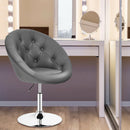 Adjustable Bar Stool Swivel Vanity Accent Chair w/Round Tufted Back Grey