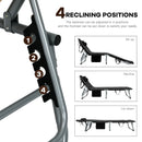 4-Fold Oversize Padded Folding Chaise Lounge Chair Reclining Chair Black
