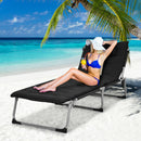 4-Fold Oversize Padded Folding Chaise Lounge Chair Reclining Chair Black