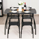 5 Pcs Dining Set Table And 4 Chairs Home Kitchen Room Breakfast Furniture Black