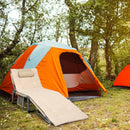 4-Fold Oversize Padded Folding Chaise Lounge Chair Reclining Chair Beige