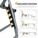 4-Fold Oversize Padded Folding Chaise Lounge Chair Reclining Chair Beige