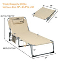 4-Fold Oversize Padded Folding Chaise Lounge Chair Reclining Chair Beige