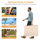 4-Fold Oversize Padded Folding Chaise Lounge Chair Reclining Chair Beige