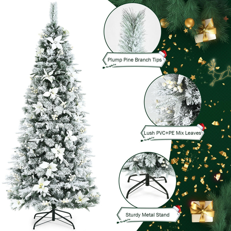 7 Feet Artificial Christmas Tree Snow Flocked Pencil Tree High Quality