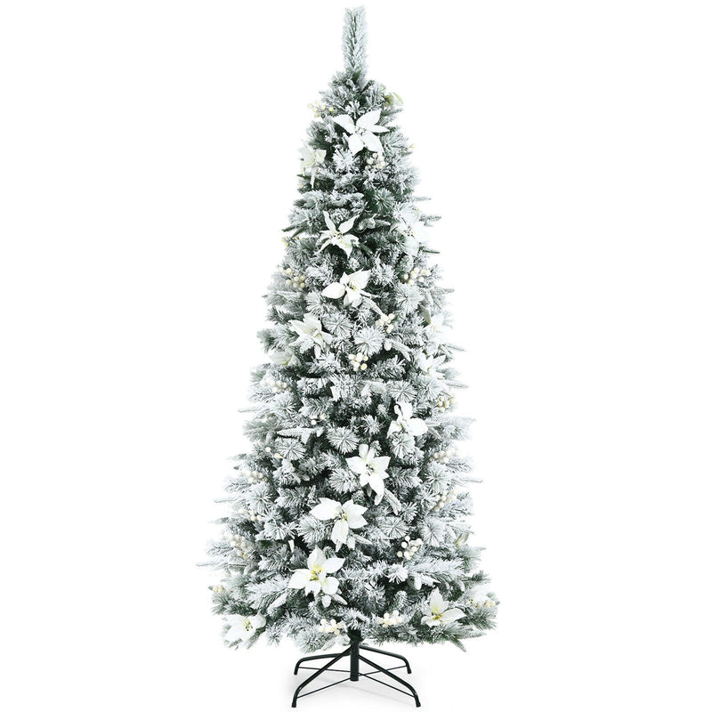 7 Feet Artificial Christmas Tree Snow Flocked Pencil Tree High Quality