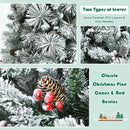 6ft Snow Flocked Christmas Tree Superb PVC Branch Tips Pine Cone