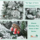 6ft Snow Flocked Christmas Tree Superb PVC Branch Tips Pine Cone