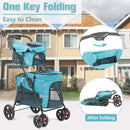 Folding Dog Stroller Travel Cage Stroller for Pet Cat Kitten Puppy Carriages Large 4 Wheels