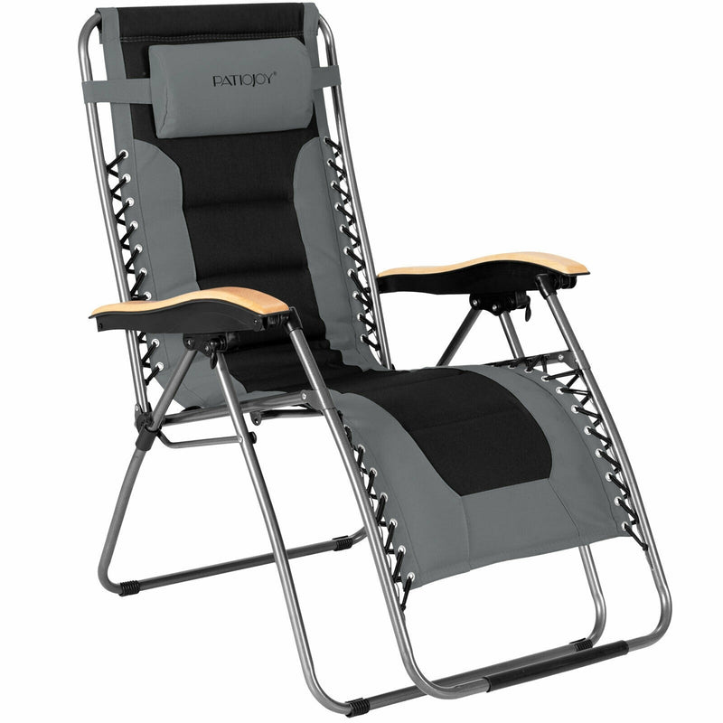 Oversize Folding Adjustable Padded Zero Gravity Lounge Chair Metal Latch