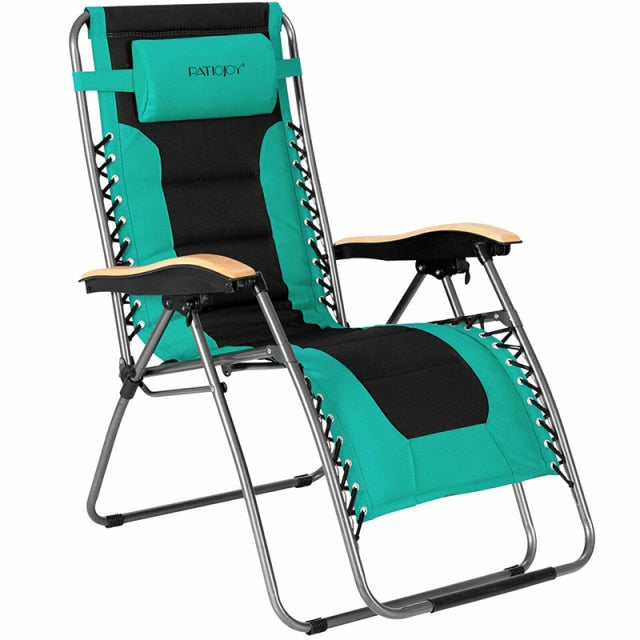 Oversize Folding Adjustable Padded Zero Gravity Lounge Chair Metal Latch