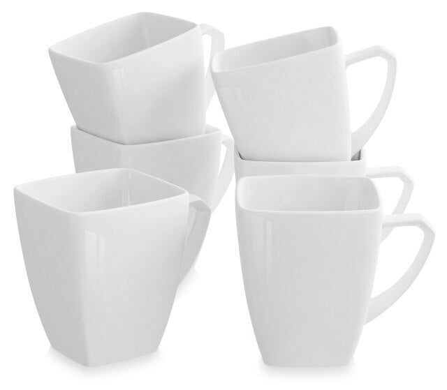 6/12 Piece White Porcelain Coffee Milk Cups Ceramic