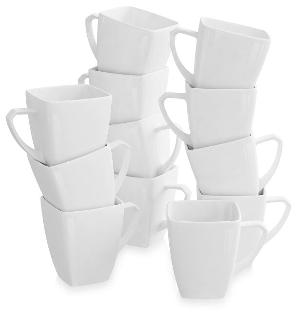 6/12 Piece White Porcelain Coffee Milk Cups Ceramic